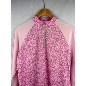 Sport Haley Womens Pink Leopard Print Long Sleeve Top Medium